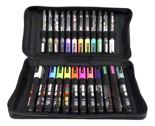 Set Marcadores Posca Uni Estuche X 24 Colores Pc-3m Pc-5m