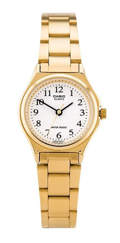 Reloj Casio Mujer Ltp-1130n 7b Acero Dorado Fondo Blanco