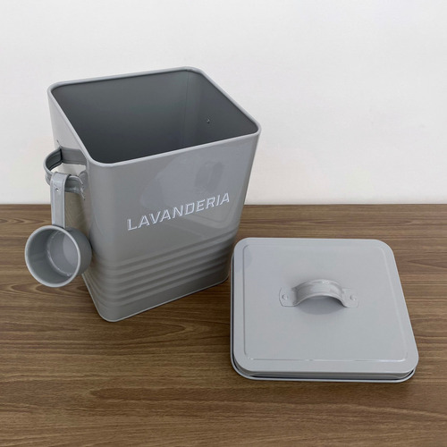 Porta Sabão Em Pó Com Dosador Econômico Metal Lavanderia
