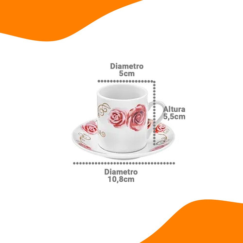 Imagem 4 de 5 de Jogo De Xicara Cafe Rosas 90ml - Cantinho Do Café