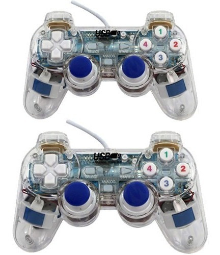 Imagen 1 de 3 de X2 Joystick Control Usb Transparente Iluminado Pc Consolas