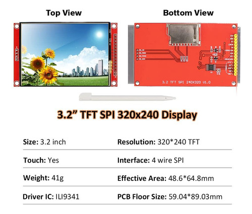 Módulo Visualización Táctil Tft Lcd 3.2 Pulgadas Ili9341