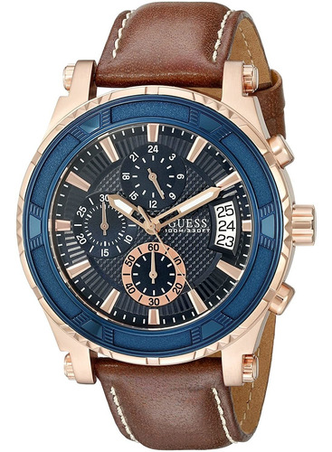 Guess - Reloj Casual De Piel Para Hombre De Acero Inoxidable