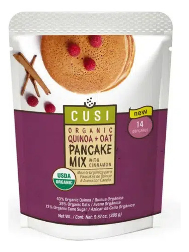 Cusi Mezcla Para Pancakes Quinoa Con Avena Y Canela Organica