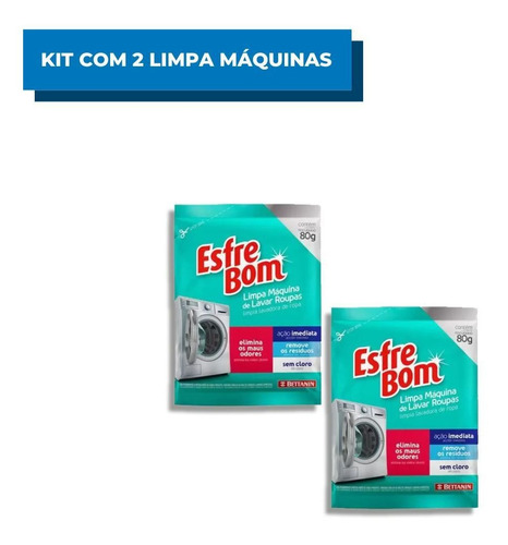 Kit Com 2 Higienizadores Limpa Máquina De Lavar Roupas 80g