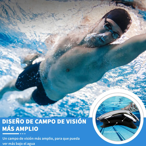 Caviglte Gafas De Natación Sin Fugas Protección Uv Antiempaño Gogles Color Negro