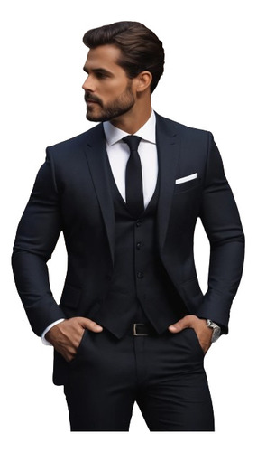 Terno Slim Masculino Completo Com Colete - Envio Expresso