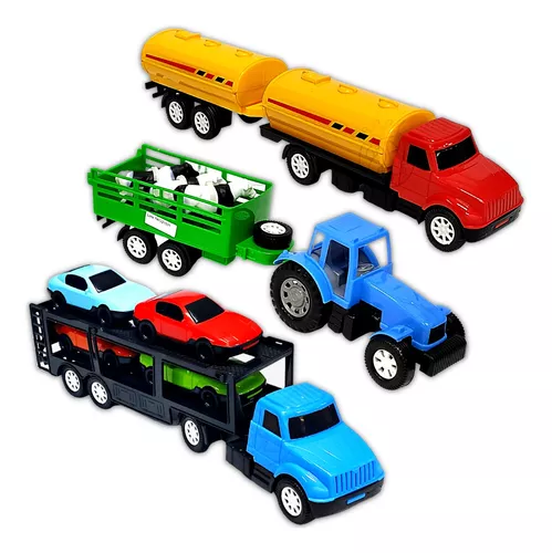 Kit Carrinhos Caminhão Brinquedo Construção Trator Truck Box