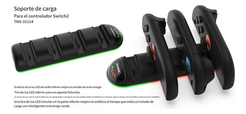 Carregador 4 Joy-con Switch 2 Base Led Compacta Portátil