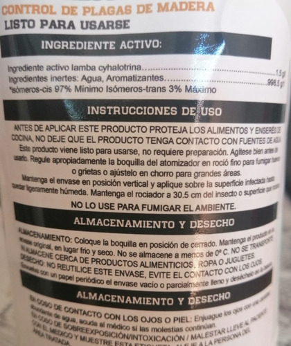 2 Insecticidas O Plaguicida Para Termitas Y Polillas 1 Litro