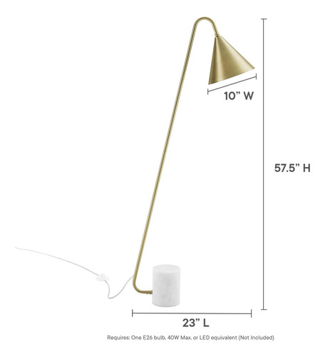 Eei-6531-sbr Ayla - Lámpara De Pie Con Base De Mármol, Latón