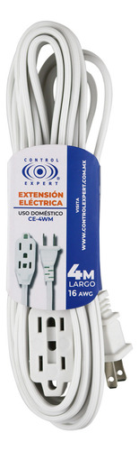 Extensión Eléctrica Hogar Y Oficina 2 Metros Color Blanco