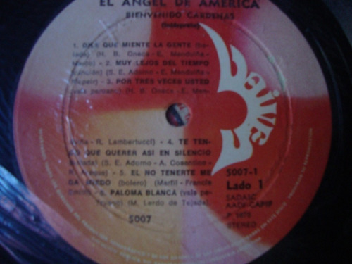 Sin Tapa Disco Bienvenido Cardenas El Angel De America M0