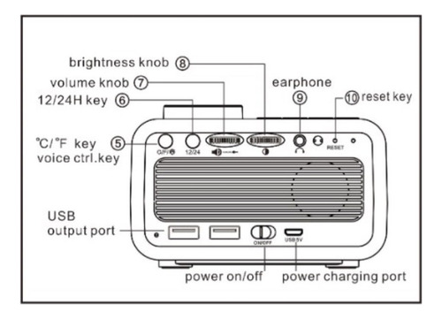 Despertador Rádio Led Música Cronometragem Recarregável