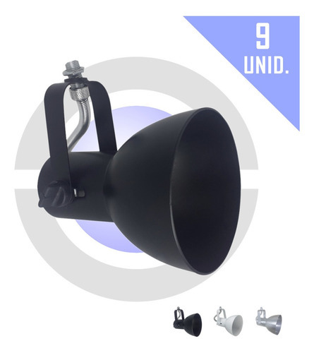 Kit 9 Spot Para Trilho Iluminação Direcionavel - Bocão Cor Preto 110V/220V