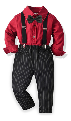 Camisa De Vestir Y Pantalones Con Tirantes Para Niños, Conju