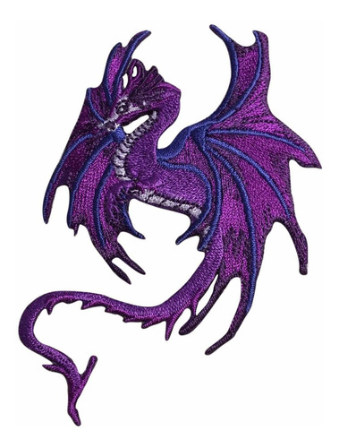 Parche Bordado Para Planchar Diseño Dragon Purpura
