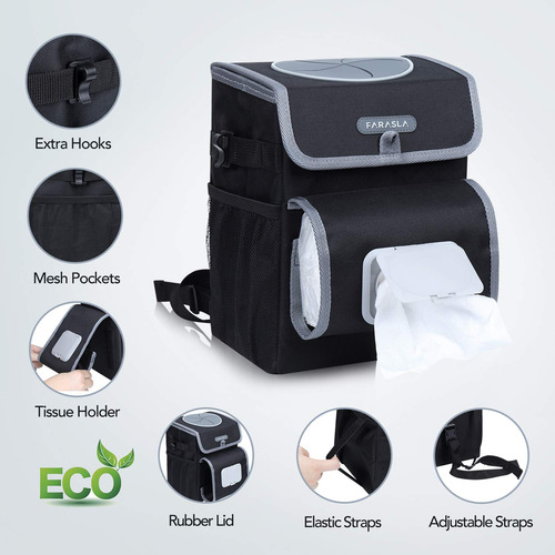 Papelera Para Automóvil Farasla Modelo Linda Con Forros Extr Negro-deluxe