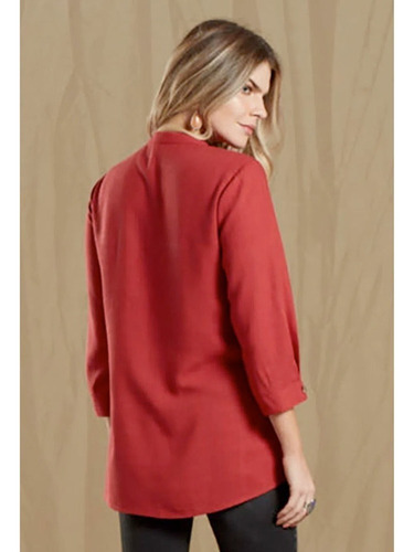 Imagem 3 de 4 de Blusa Linho Feminina 7/8 Reserva Natural Com Botões