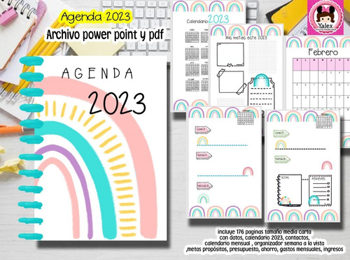 Agenda 2023 Arcoiris Media Carta Kit Imprimible Editable