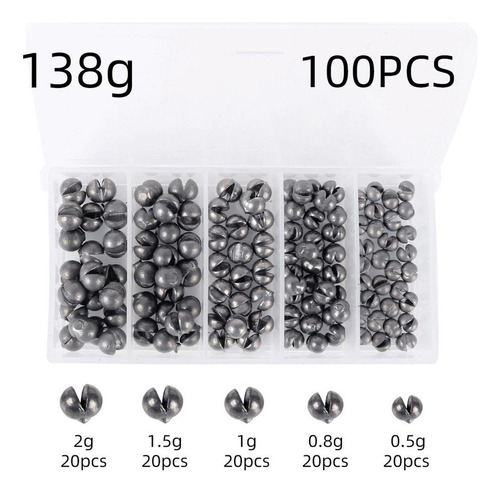 100/120pcs Kit De Pesca Pesos, Redonda Split Shot 100pcs