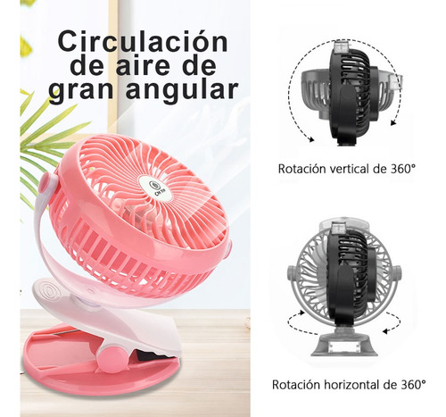 Ventilador De Escritorio Mini Portátil Recargable Usb Rosa