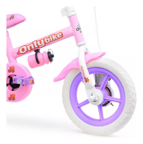 Bicicleta Infantil Aro 12 Com Rodinhas 2 A 6 Anos Bike Rosa Menina Com Rodinhas Freio E Regulagem Premium Brinquedo Presente Onlybike