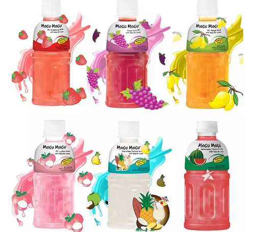 Bebida Mogu Mogu Sabor Fresa Nata De Coco Tailandesa 320ml