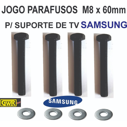 Jogo 4 Parafusos M8 60mm Suporte Tv Samsung Tamanho Especial