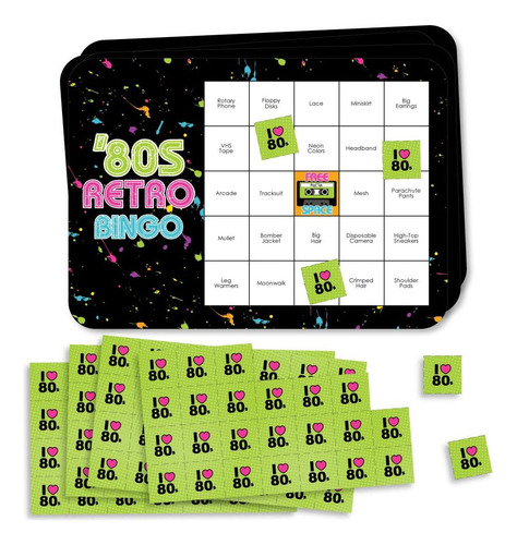 Dot Of 80s Retro - Bar Bingo Cards And Markers - Totalmente
