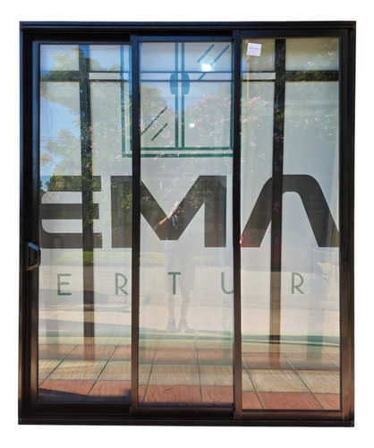 Puerta Balcon Aluminio Modena Negro 200x200 3 Hojas Dvh Negro