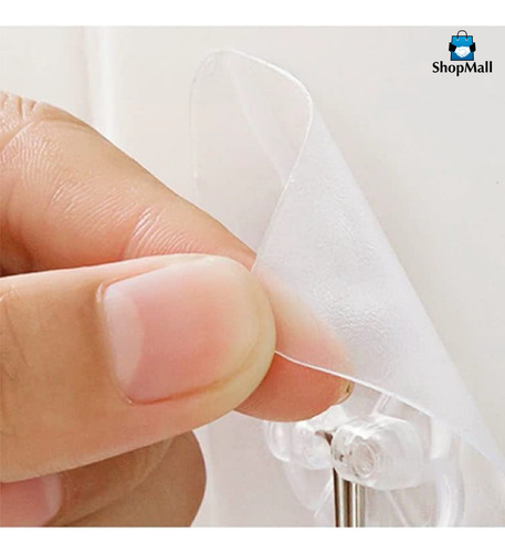 30 Ganchos Adhesivos Transparentes Impermeable Soporta 15kg Color Transparente