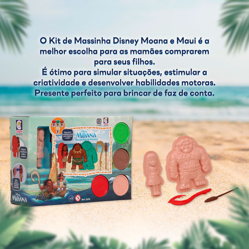 Massa De Modelar Molde Moana E Maui 4 Potinhos Coloridos