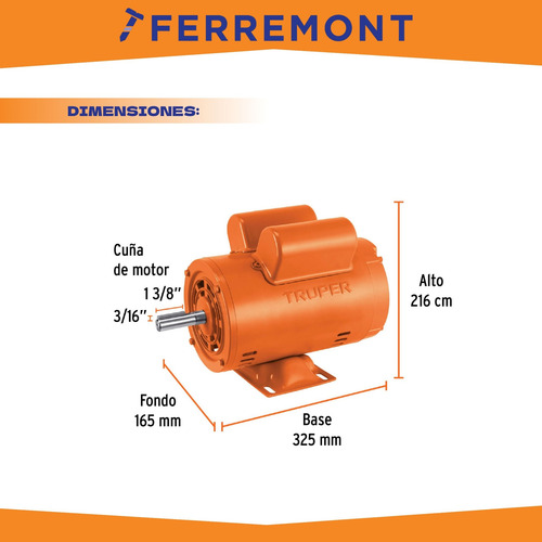 Motor Eléctrico Monofásico 3/4hp Baja Vel. Truper 102304