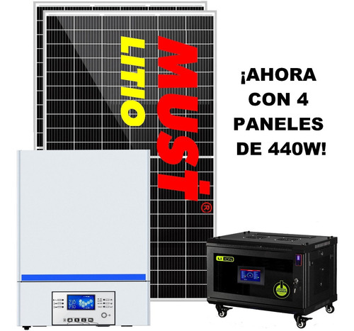 Imagen 2 de 10 de Kit Solar Must Vivienda 8800watts/dia Bateria De Litio M9l
