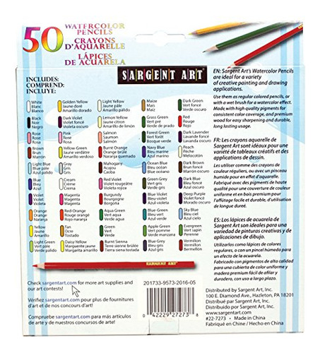 Juego De Lápices De Acuarela Sargent Art, Surtido De Colores