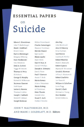 Essential Papers On Suicide, De John T. Maltsberger. Editorial New York University Press, Tapa Blanda En Inglés