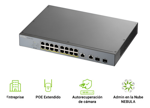 Switch Zyxel Gs1350-18hp 16 Puertos Rj45 100/1000 Mbps Con