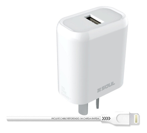 Imagen 1 de 6 de Cargador Con Cable Soul Para iPhone 7 8 Se 2020 iPad 3 4 Air
