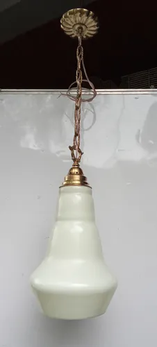 comprar Lampara Colgante Antigua De Bronce ,tulipa De Vidrio Opalina