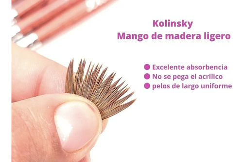 Pincel Para Uñas Acrilico Kolinsky Madera #8 Marrón
