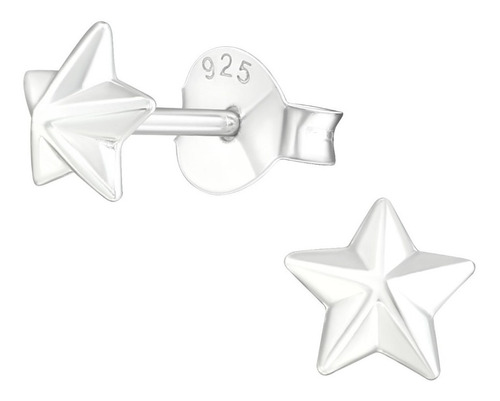 Aros De Plata 925, Estrella 5mm Mujer Niña Hombre Estrellita