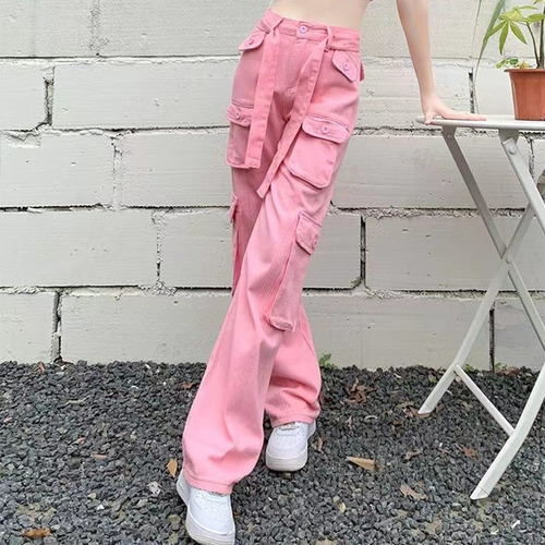 Pantalones Casuales Con MĂșltiples Bolsillos Para Mujer, Pant