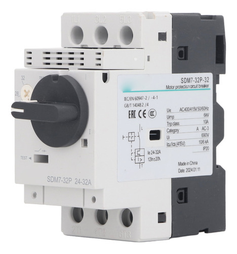Disjuntor De Proteção Do Motor 2432a Trilho Din De 35 Mm