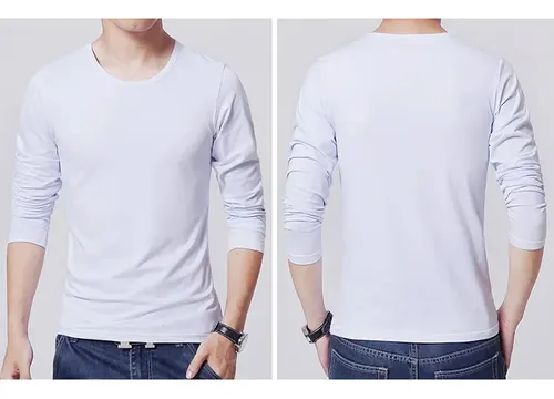 Camiseta Casual De Manga Larga Con Corte Ajustado Para Hombr