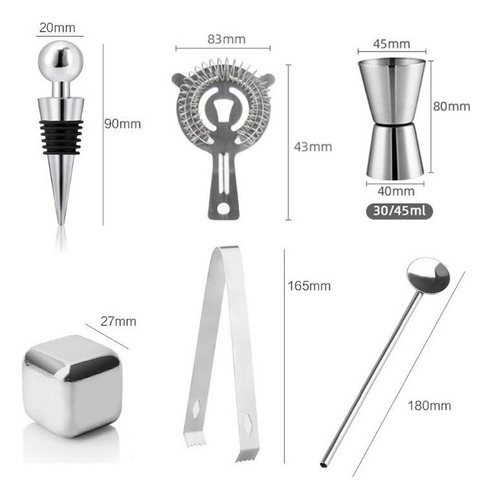 Kits De Cóctel De Acero Inoxidable De 22 Piezas Para Barman