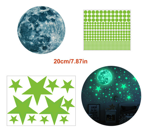 Pegatinas De Pared 3d Con Puntos Luminosos Y Luna