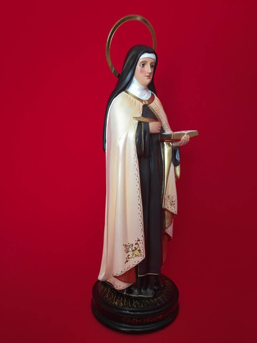 Imagem Santa Tereza D'ávila 35cm Calcário Resinado Florença Cor Creme-marrom