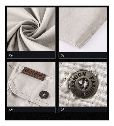 * Camisa Militar De Manga Larga For Hombre Con Botones