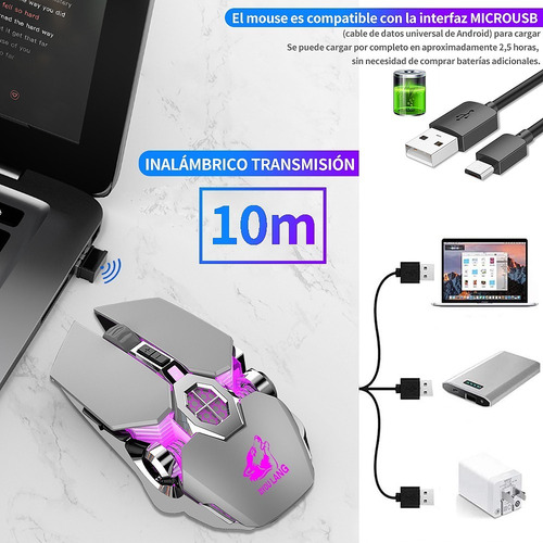 Mouse Gamer Inalámbrico Free Wolf Recargable Optico